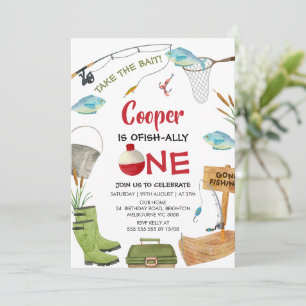 Convite Bonito Azul Pesca Ofishally Um 1º Aniversário
