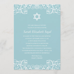 Convite Bonito Bat Azul Mitzvah