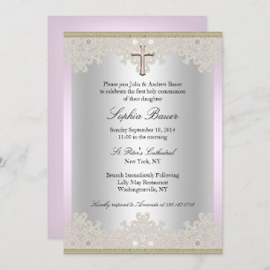 Convite Bonito batismo cruzado de rendas/convite para cris