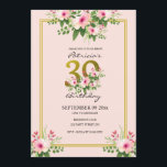 Convite Bonito Blush Floral Rosa E aniversário de 30 anos<br><div class="desc">Blush Pink e Dourado convite de aniversário de 30 anos para celebrar o aniversário do Marco. Flores Bonito de aquarela e tipografia dourada acrescentam um na moda e toque único. Personalizar com detalhes da festa.</div>