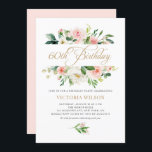 Convite Bonito Blush Peony Floral Frame 60º Aniversário<br><div class="desc">Bonito convite de aniversário floral 60º. Apresenta uma estrutura floral de cor aquosa de peões cor-de-pêssego,  margaridas e rosas com acentos verdes. Personalize adicionando nomes,  data,  hora e outros detalhes. Este convite floral é perfeito para festas de aniversário de primavera e jardim.</div>
