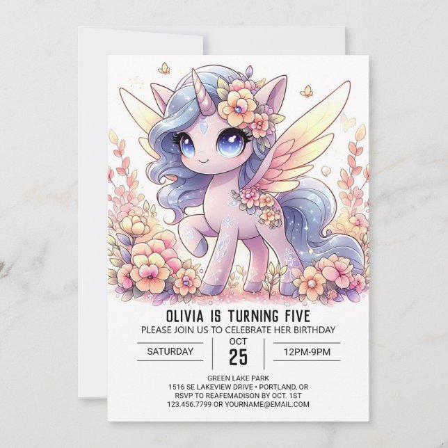 Convite Bonito Boho Unicorn Digital Birth (Frente)