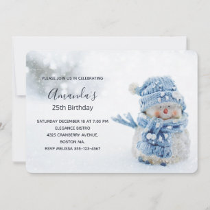 Convite Bonito boneco de neve no inverno Fotografia Aniver
