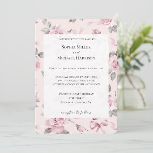 Convite Bonito Casamento de Rosas Rosa e Floral e Arcos