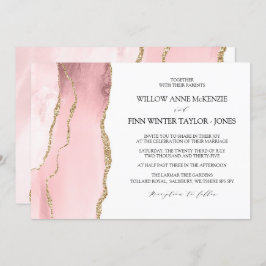 Convite Bonito casamento moderno cor-de-rosa