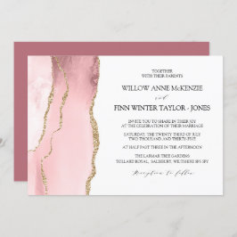 Convite Bonito casamento moderno cor-de-rosa