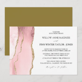 Convite Bonito casamento moderno cor-de-rosa