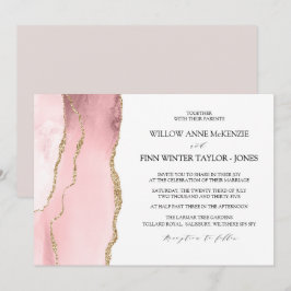 Convite Bonito casamento moderno cor-de-rosa