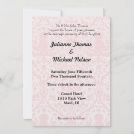 Convite Bonito Casamento tema damasco rosa e branco