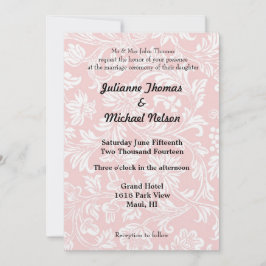 Convite Bonito Casamento tema damasco rosa e branco