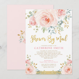 Convite Bonito Chá de fraldas De Garota Floral Rosa-Rosa P