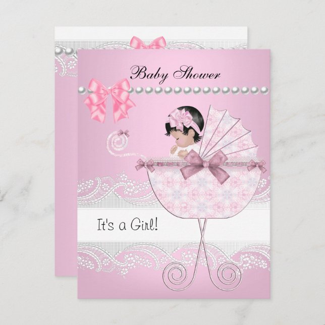 Convite Bonito Chá de fraldas, Fofoca-rosa (Frente/Verso)