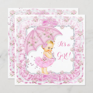 Convite Bonito Chá de fraldas Loura Rosa Floral