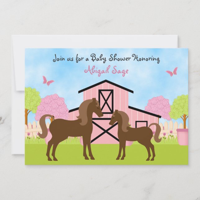 Convite Bonito Chorão de Bebê de Cavalo-Celeiro (Frente)