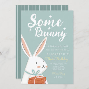 Convite Bonito Coelhinho Branco Um Coelhinho Virando Um An