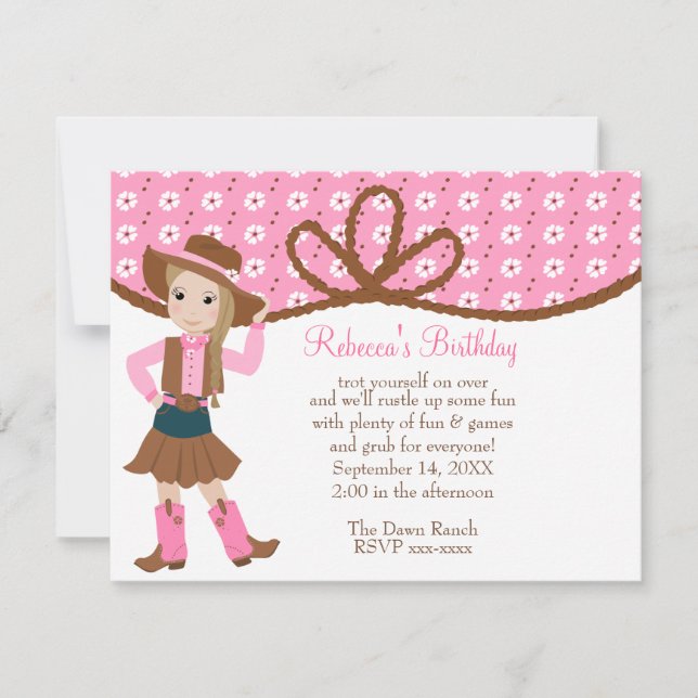 Convite Bonito Cowgirl! (Frente)