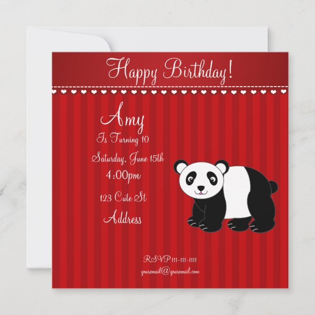 Convite bonito da panda (Frente)