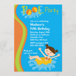 Convite BONITO do aniversário da festa na piscina