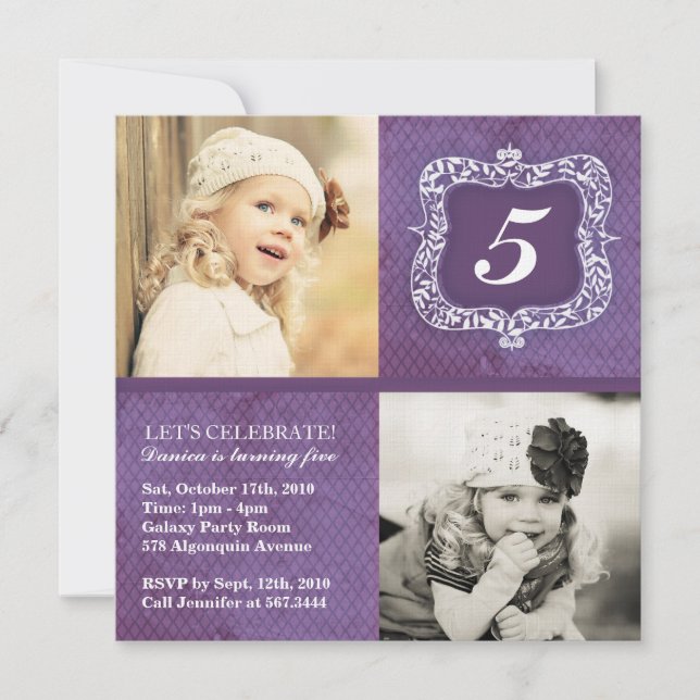 Convite bonito do aniversário das meninas do (Frente)