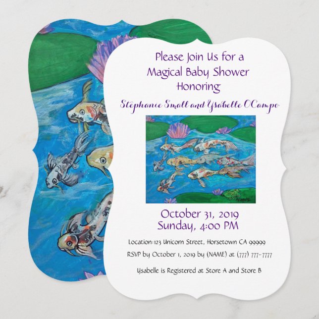 Convite bonito do chá de fraldas do animal (Frente/Verso)