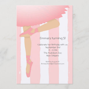 Convite Bonito em rosa.  Festa de aniversário Ballerina I