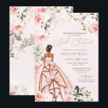 Convite Bonito em Rosas de pincel cor-de-rosa Doce Dezesse<br><div class="desc">Elegante design de luxo com rosas brancas e rosas cor-de-rosa com pincel suave,  sotaques dourados,  e uma boneca linda com um luxuoso vestido de bola voada. Todo texto é totalmente personalizável.</div>