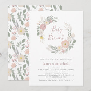 Convite Bonito Fita Floral Rosa   Baby Brunch