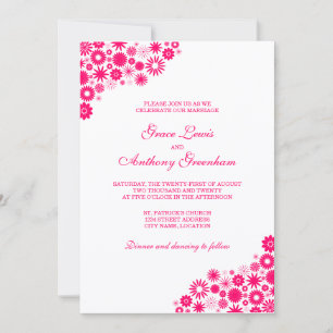 Convite Bonito Florais Vibrantes Casamento Rosa
