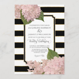 Convite Bonito Floral Moderna Esquerda Negra Elegante
