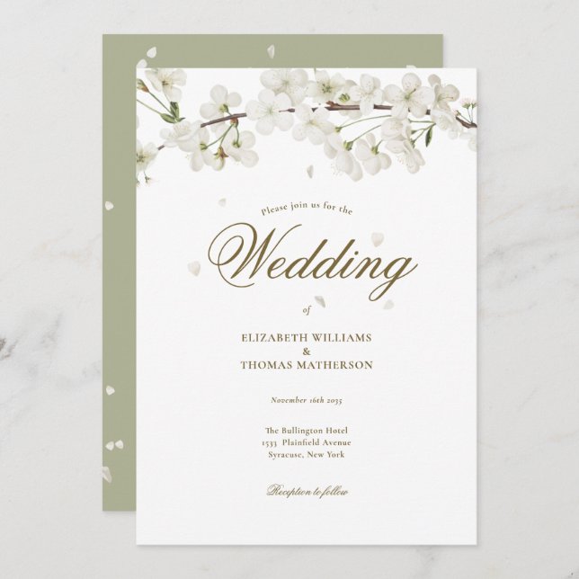 Convite Bonito Floral Weding Branco (Frente/Verso)