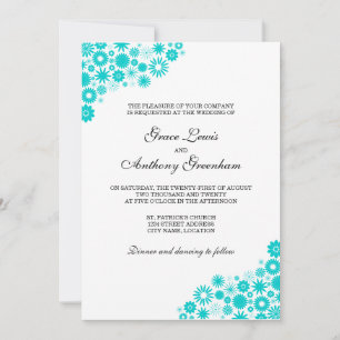 Convite Bonito Florals Turquoise Invitation