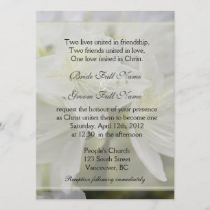 Convite Bonito flores brancas da azálea Casamento cristão