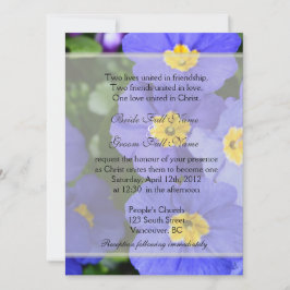 Convite Bonito flores de jardim azul Casamento cristão