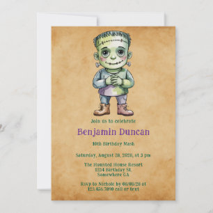 Convite Bonito Frankenstein Halloween Boy Birthday Mash