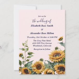 Convite Bonito girassol amarelo no casamento rosa