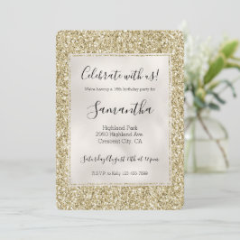 Convite Bonito Glitzy Dourada