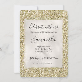 Convite Bonito Glitzy Dourada