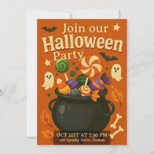 Convite Bonito Halloween assustador personalizável 
