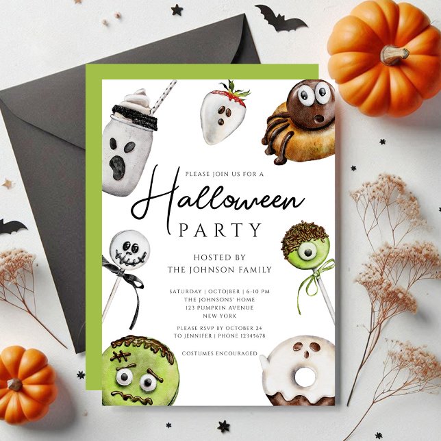 Convite Bonito Halloween de doces assustadores (Cute Scary Candy Halloween Invitation)