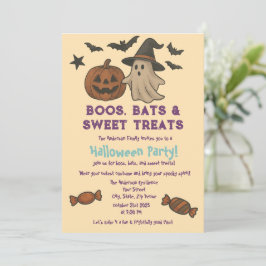 Convite Bonito Halloween - Pastel Pumpkin & Candy Party