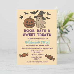 Convite Bonito Halloween - Pastel Pumpkin & Candy Party