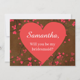 Convite Bonito Hearts Bridesmaid