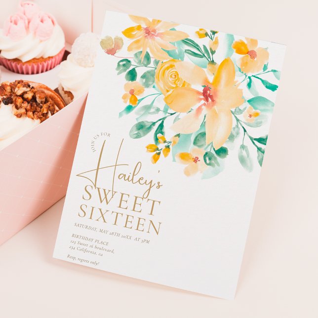 Convite Bonito jardim amarelo verde-floral 16 (Criador carregado)