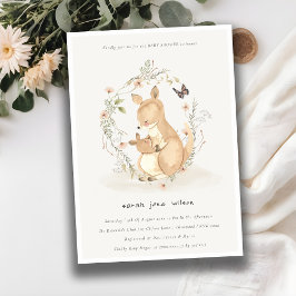 Convite Bonito Joey Mama Kangaroo Floral Wreath Chá de fra