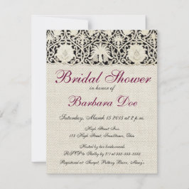 Convite Bonito Linen White Lace Antique de Casamento 