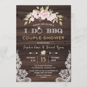 Convite Bonito Madeira  Pink Floral Eu faço CHURRASCO