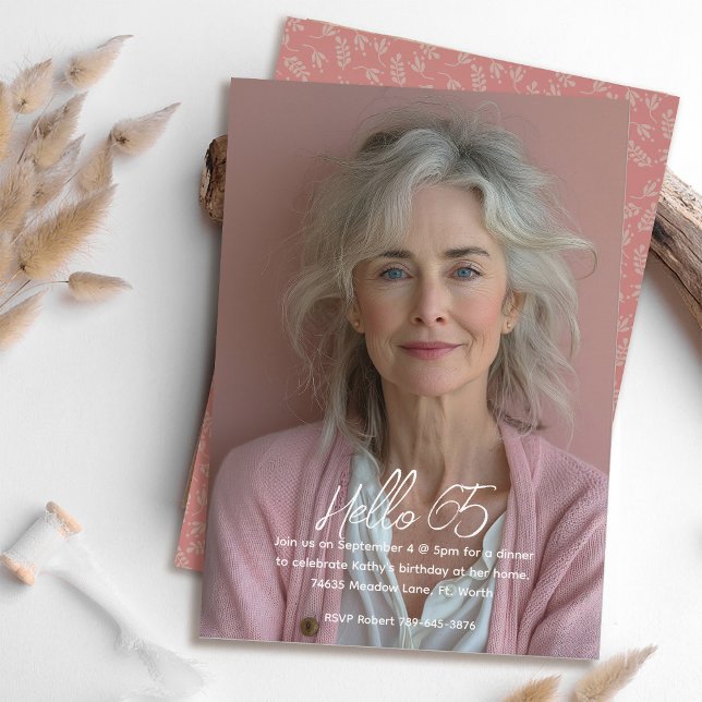 Convite Bonito Mauve Floral Botânica Foto Botânica 65º Ani (Criador carregado)