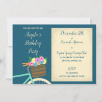 Bonito Mint e Teal Bicycle Basket com Flores
