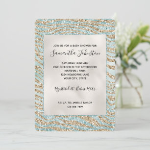 Convite Bonito Mint Glitzy Dourada Zebra Glitter