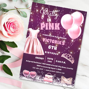 Convite Bonito na Festa de aniversário rosa